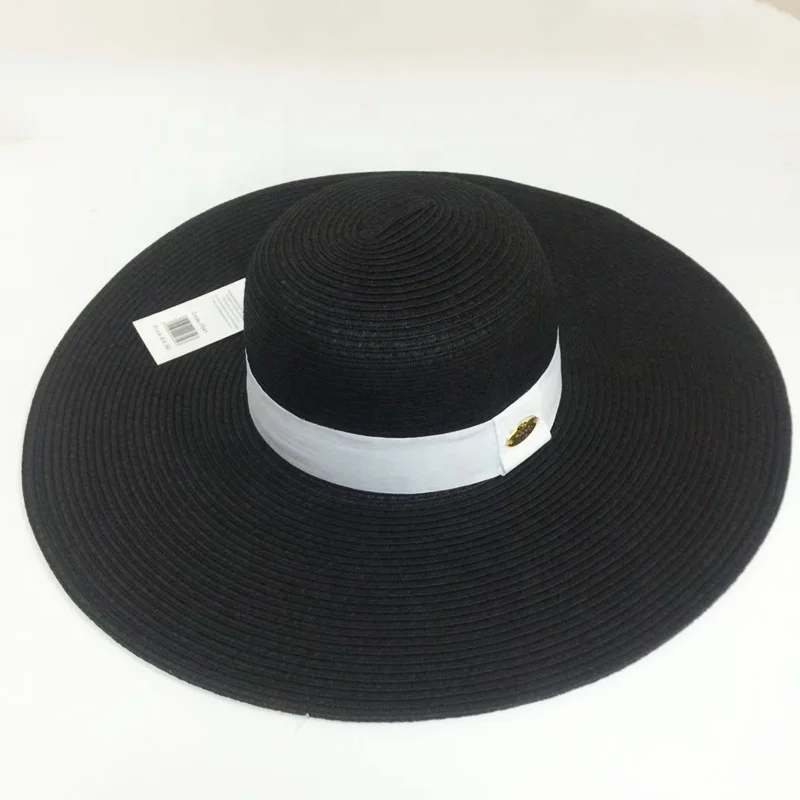 Frayed Raffia Trilby Sombrero Ecuador Pearl Spain Fedora Black Straw Woven Hat