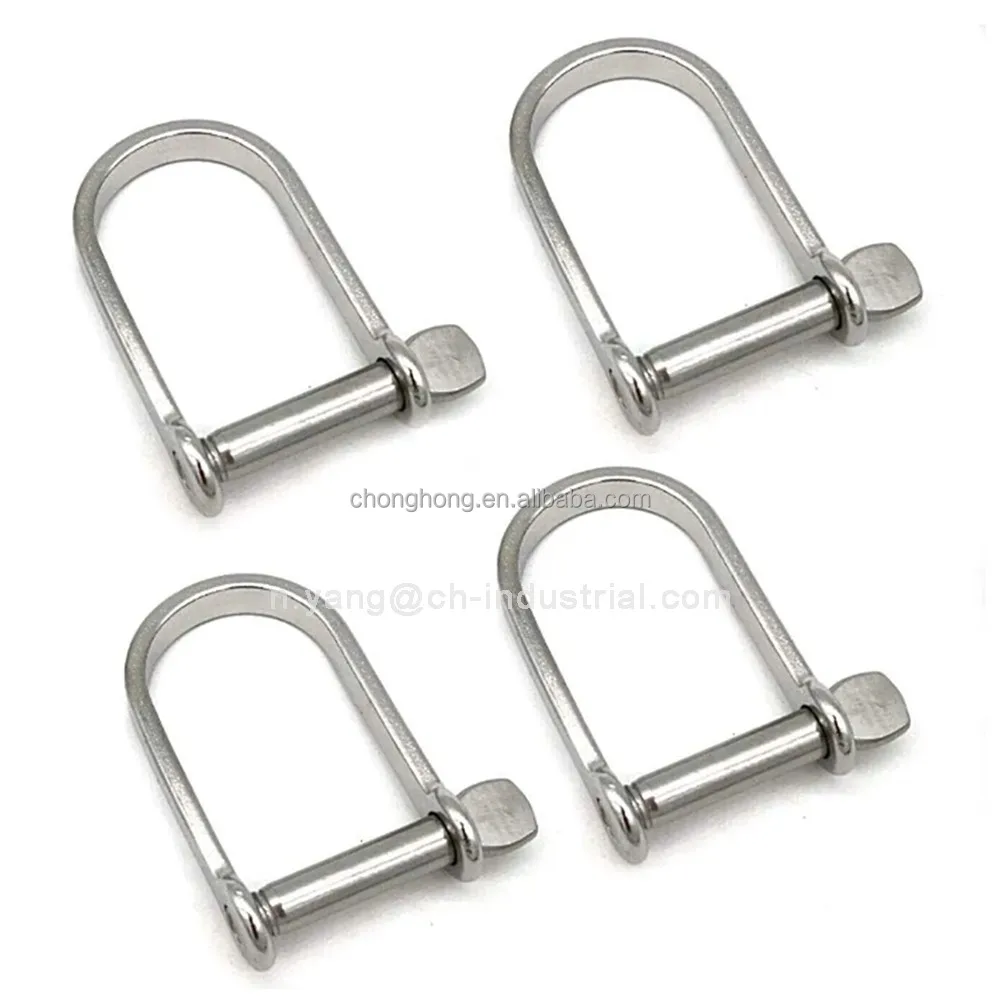 High Quality Stainless Anchor Shackle Clevis Pin Stamped Wide Dee Shackle Marine Grade Stainless Steel Flat D Shackle