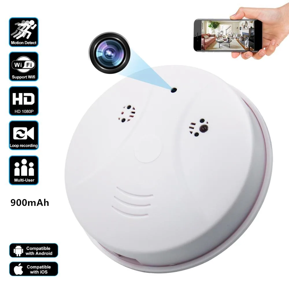 
 Миниатюрный детектор дыма, 960p, Wi-Fi, 1080p  