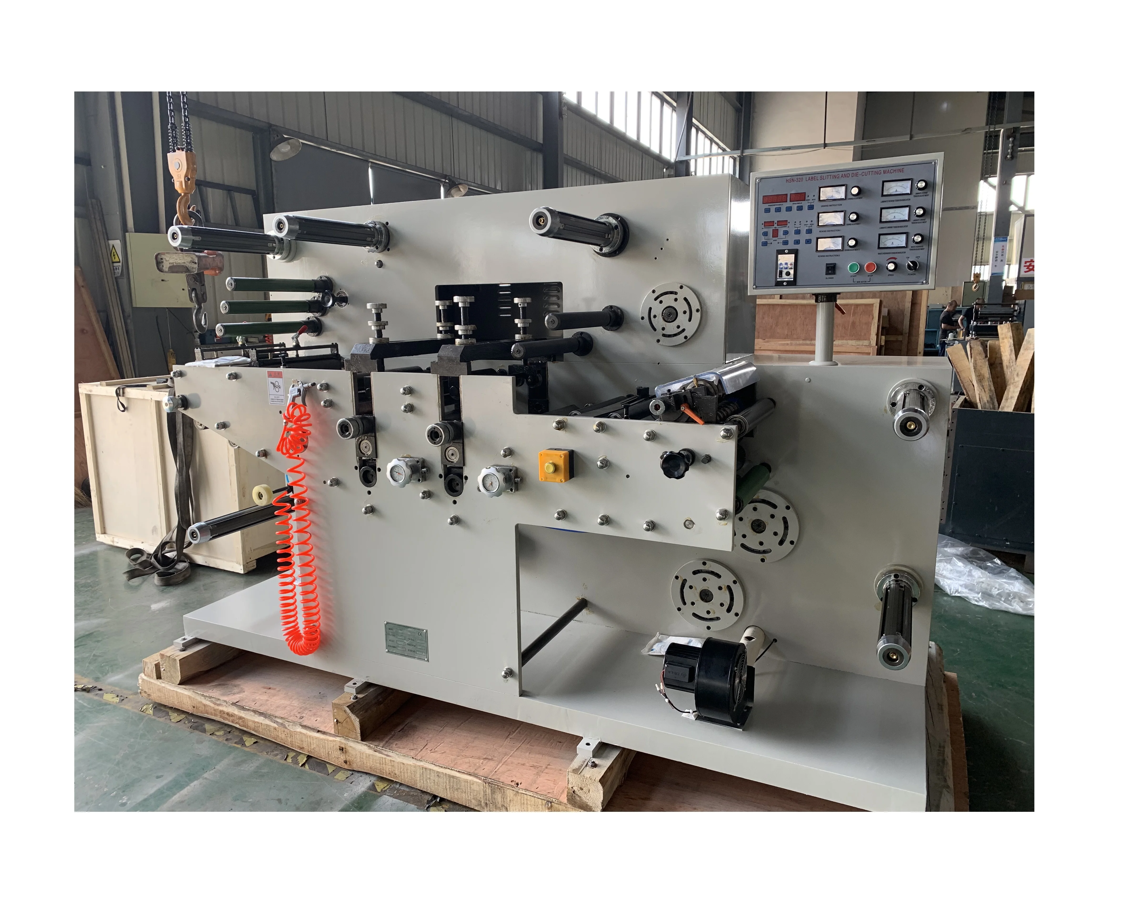 GP-320YII Semi-Automatic Roll To Roll Rotary Die Cutting Machine With Turret Rewinder Machine