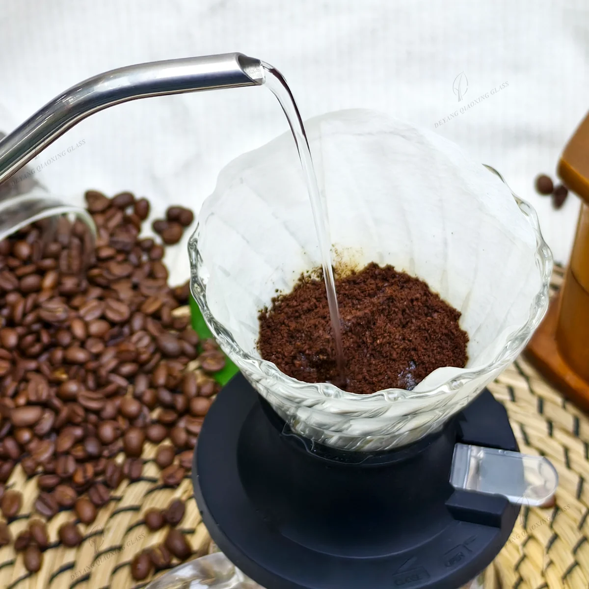 Pour Over Manual Coffee Maker Drip Coffee Mug Filter Highly Recommended Glass Coffee Set Cone Strainer