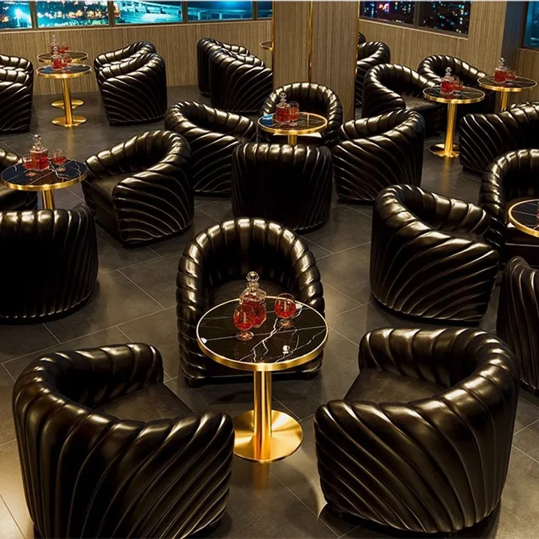 New design modern bar furniture comfortable cafe sofa leisure chair wine bar nightclub cigar club single black leather armchair