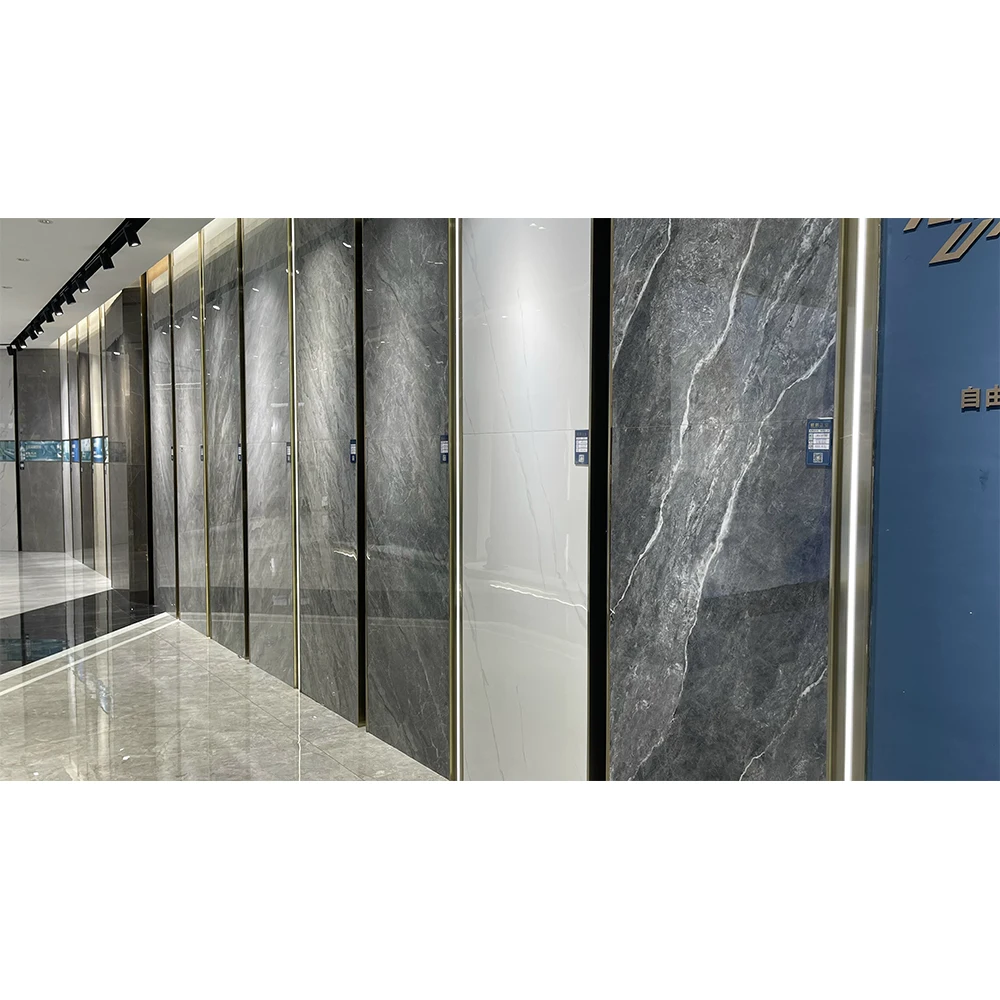 600x1200 Nordic Porcelain Floor Tiles Glossy Shiny Finish Glazed Ceramic Polished Marble Flooring Interior Modern Natural Stone