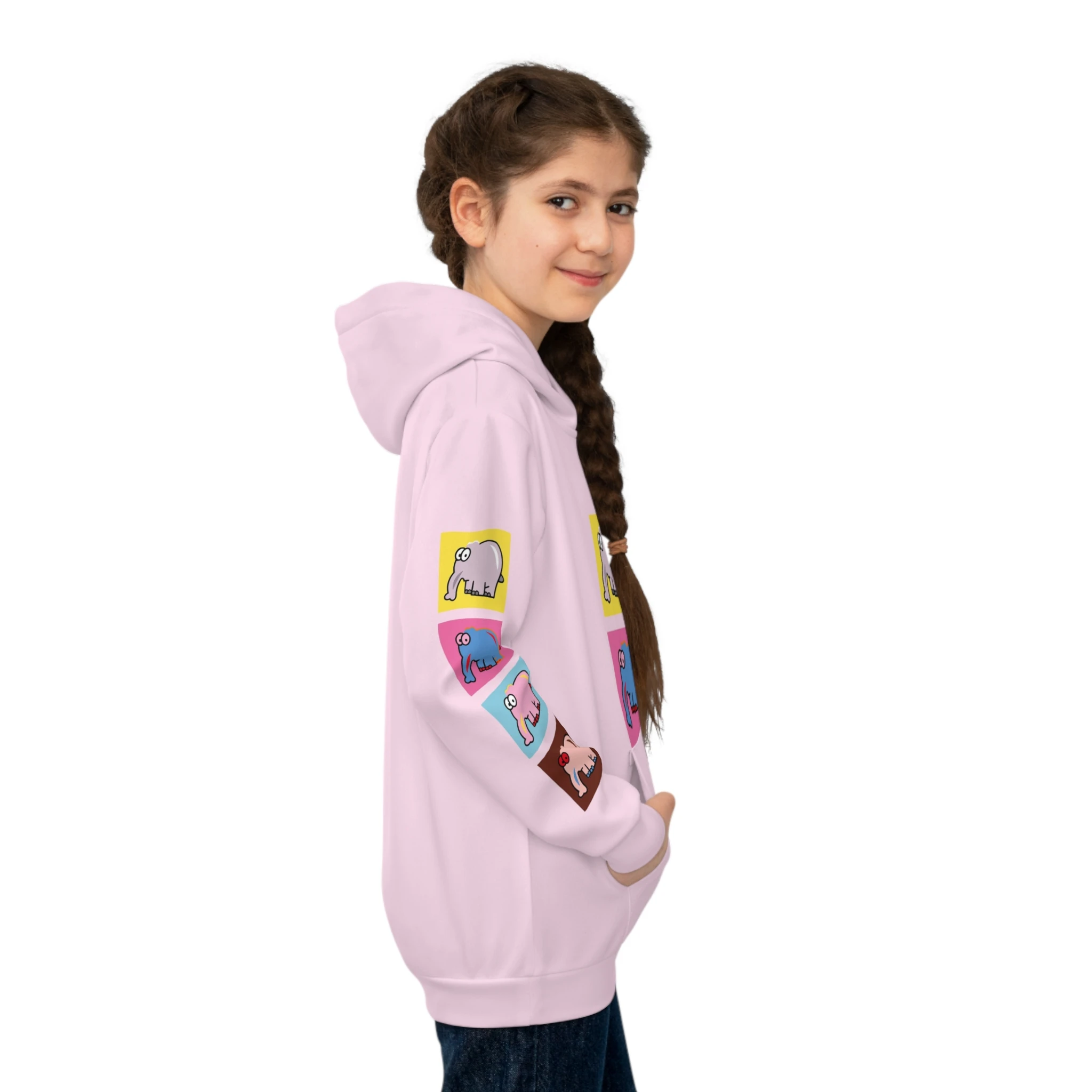 manufacturer clothes wholesale high quality elephant print kids sporty&riding&hiking hoodie full printing coat