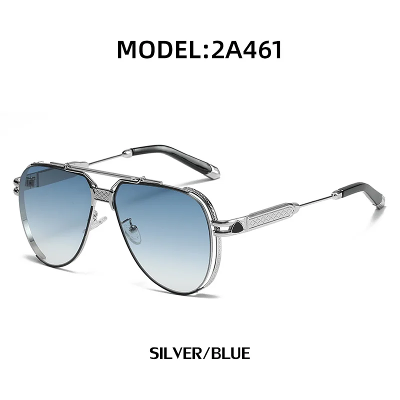 Wholesale Men Sun Glasses New Fashion Oversized Frame Double Bridge Punk Metal Shades Sunglasses