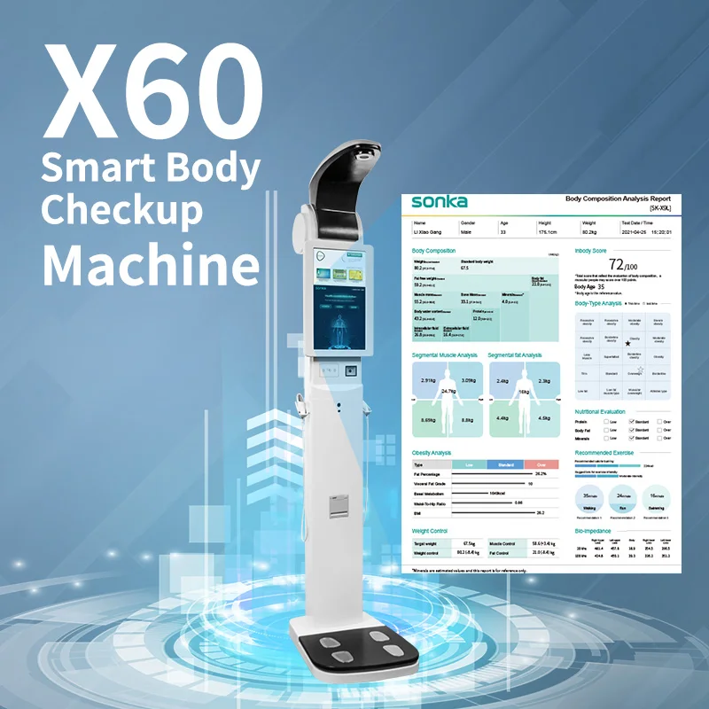 Sonka all in one full body health checkup kiosk combine blood pressure monitor body composition analyzer medical equipment