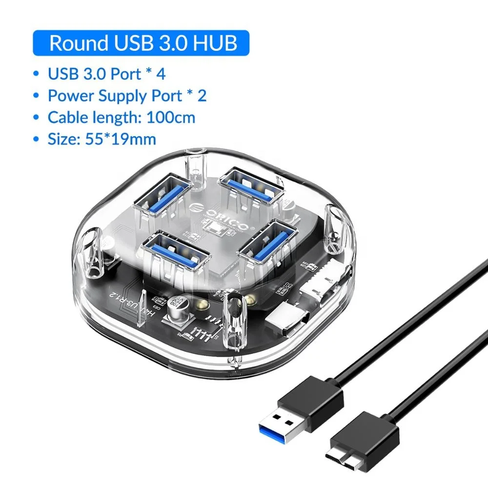 Инновационная Классическая портативная мини-легкая док-станция USB3.0 квадратного типа 4 порта в 1 Прозрачная для ПК