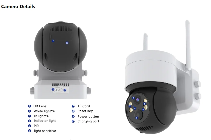 ICSEE 2mp Pir Human Detection wifi Ptz Night Vision 2 Way Audio Home solar powered security camera system wireless outdoor