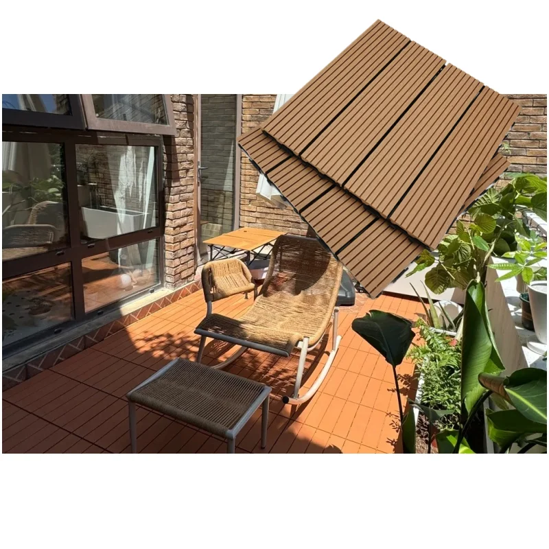 Tercel Modern Design Anti-Slip Outdoor WPC DIY Interlocking Decking Tile Brushed Technique  floor marble tile