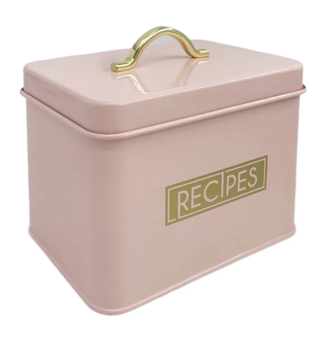 Metal Recipe card Organiser File Tin Box with cards and dividers