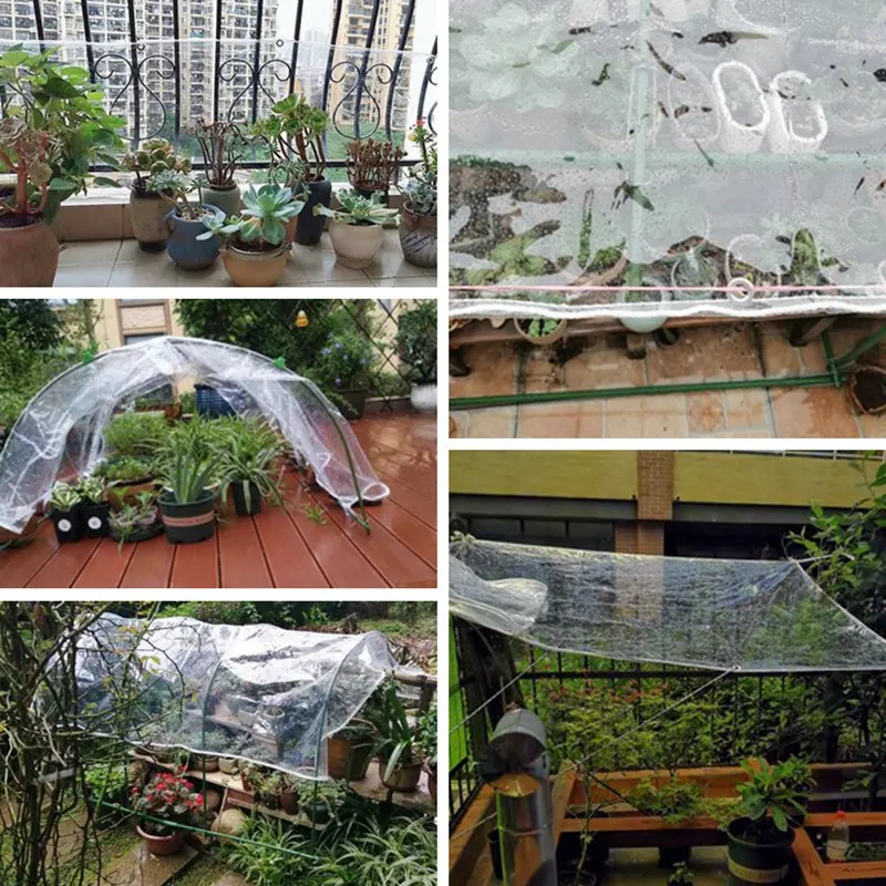99.99% Transparent Clear PVC Canvas Tarpaulin Cover Balcony Net Window Awning Outdoor Carport Garages Canopy