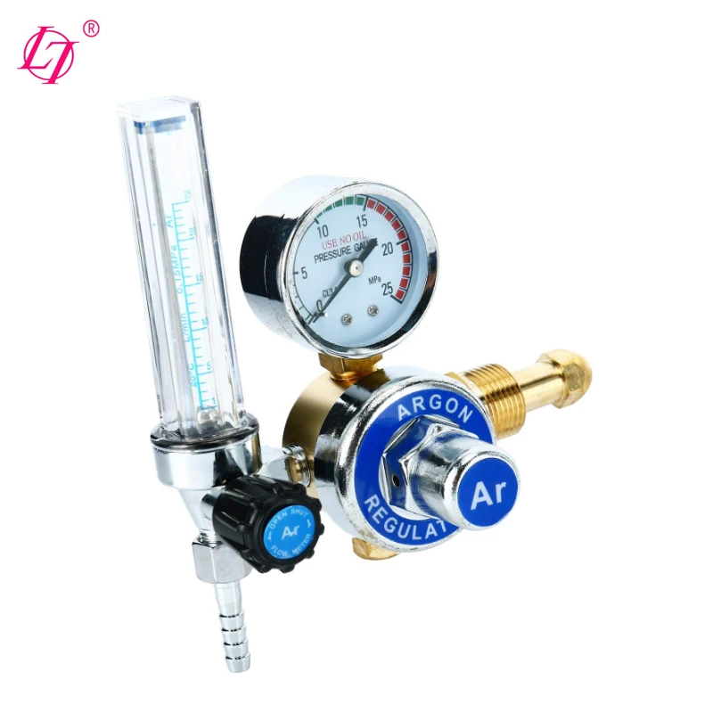 Argon Regulator With Flowmeter TIG MIG CO2 Regulator 0 to 25 L/MIN - 0 to 25 MPA Pressure Gauge CGA580 Inlet Connection
