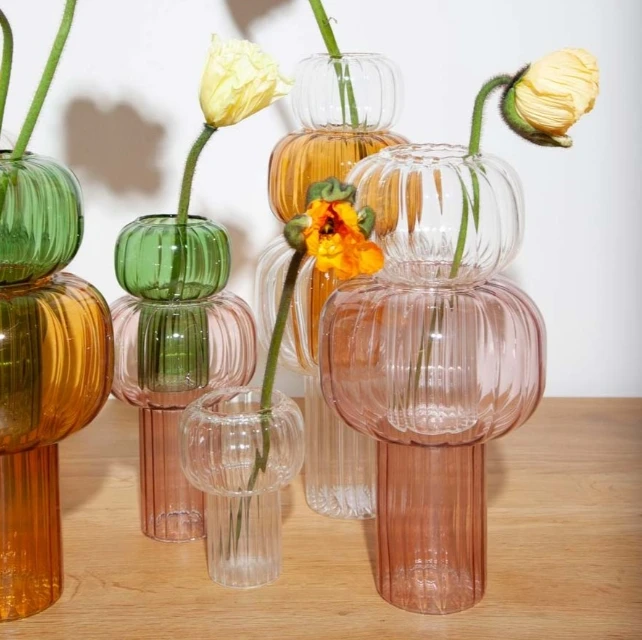 Custom Stackable Glass Vases Decor Flower Vases for Home Decor Desk Decoration Glass Vase