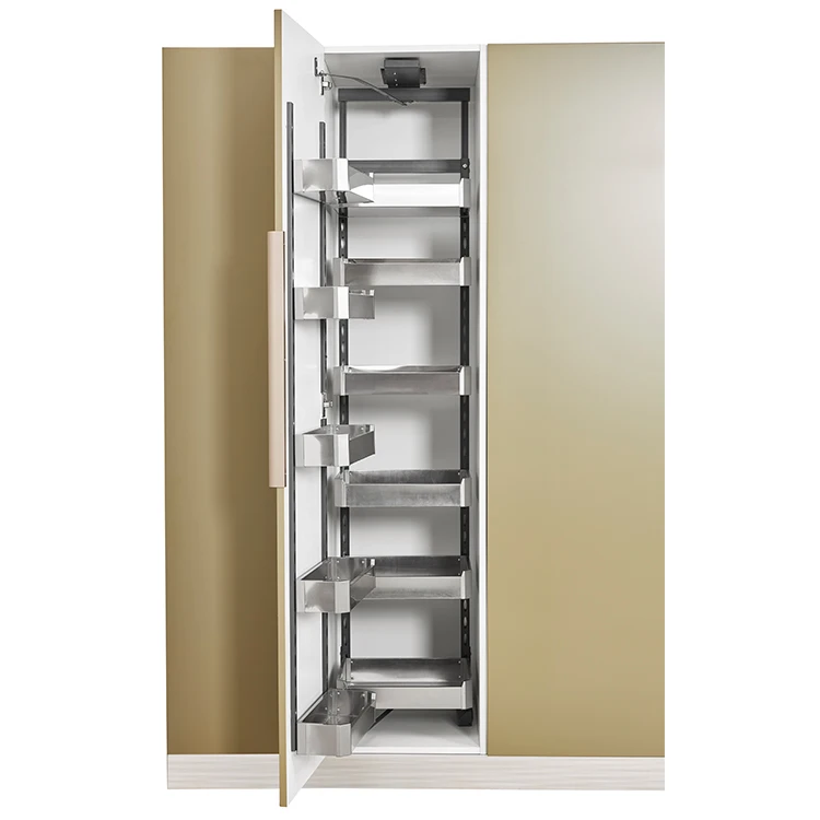 Custom 2/4/6/8 layer Stainless Steel Cabinet Organizer Pantry Unit Kitchen Linkage Sliding Basket Pullout PantryUnit