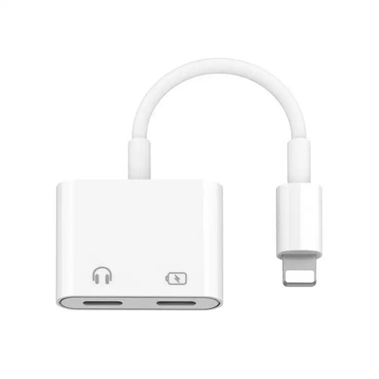  Новинка 2021 Разветвитель для наушников Apple Audio с зарядным адаптером Aux двойной 8-контактный кабель iphone 12 11 X 8