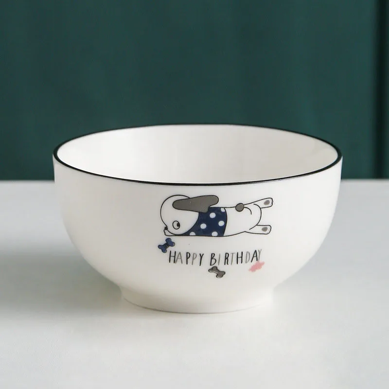 new arrival happy birthday cow european style porcelain dinnerware set