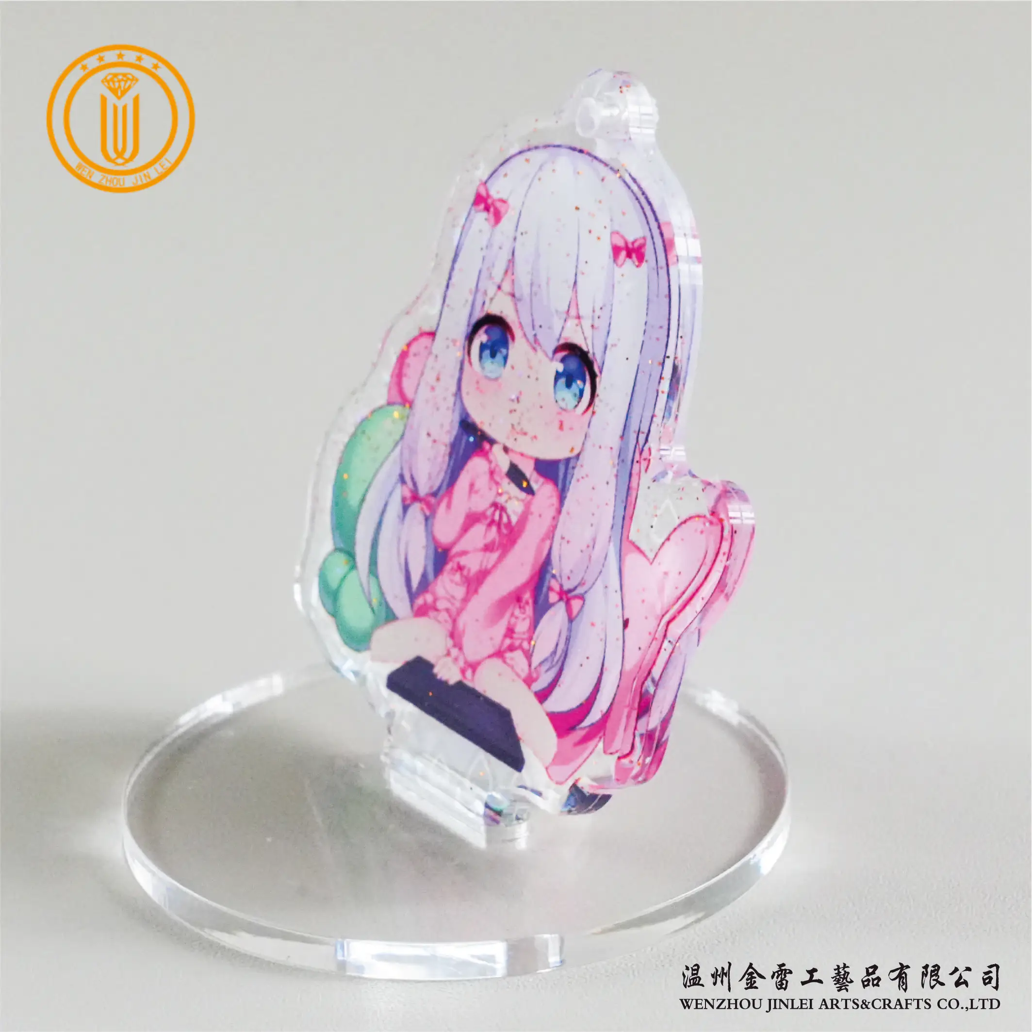 Jinlei NEW popular wholesale customized souvenir acrylic keychain with broken glass heart shaped laser