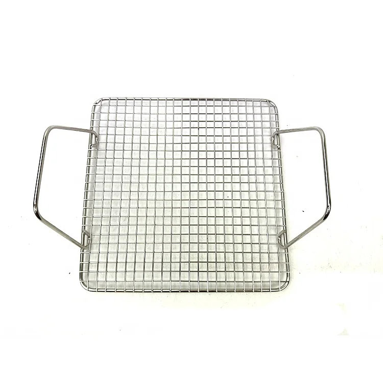 hot sale BBQ grill net with handle stainless steel square net for BBQ