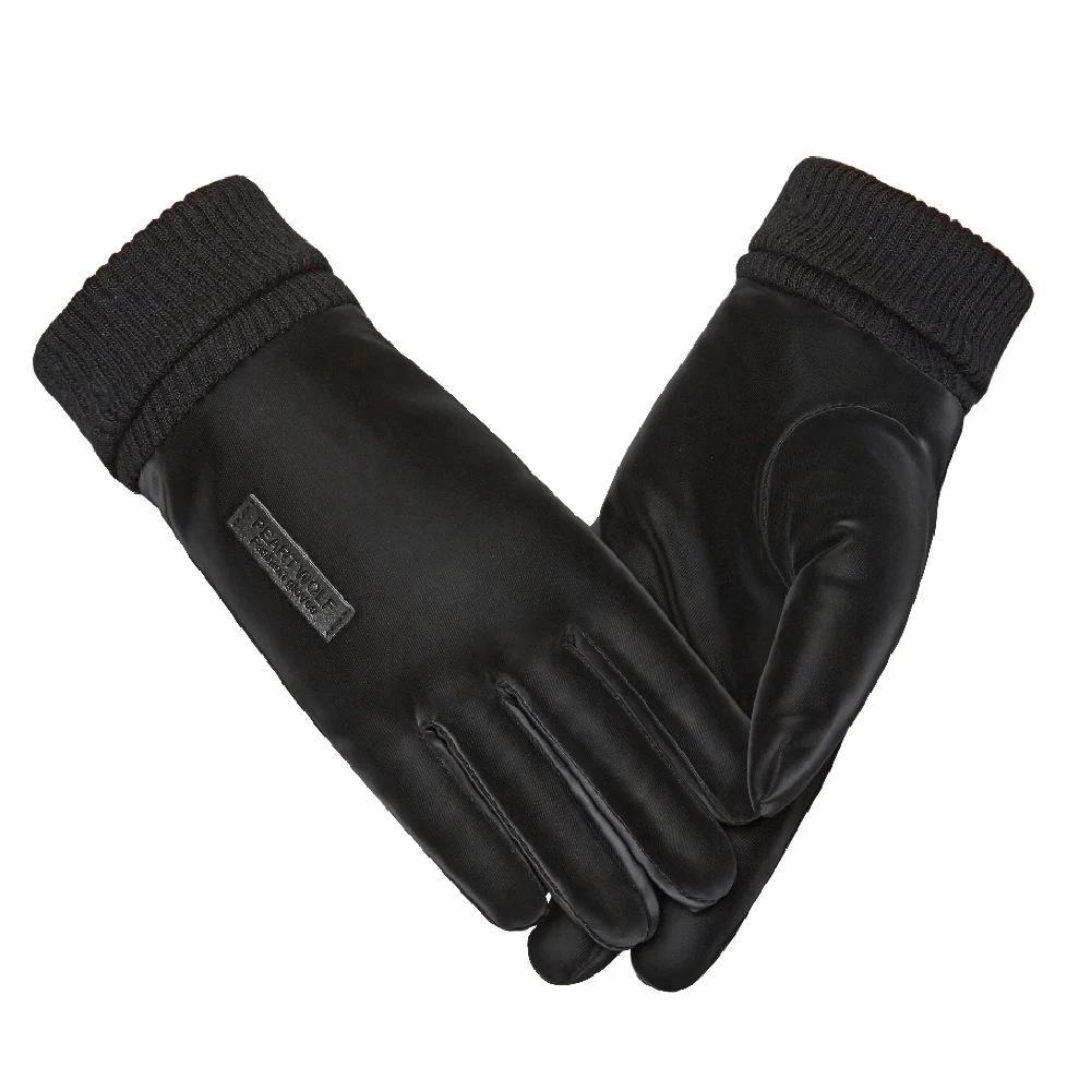 Mens winter cashmere warm Riding Electric Motorcycle Windproof cold-proof touch screen ski cotton gloves