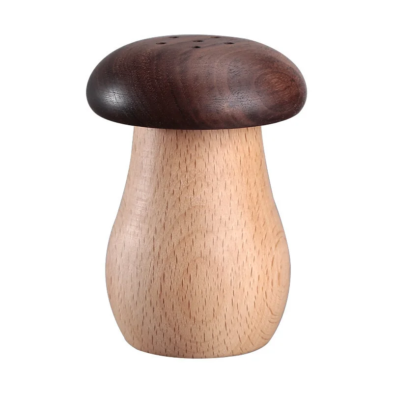 JINNS beech wood cute mushroom shape toothpick dispenser holder box jar for home kitchen