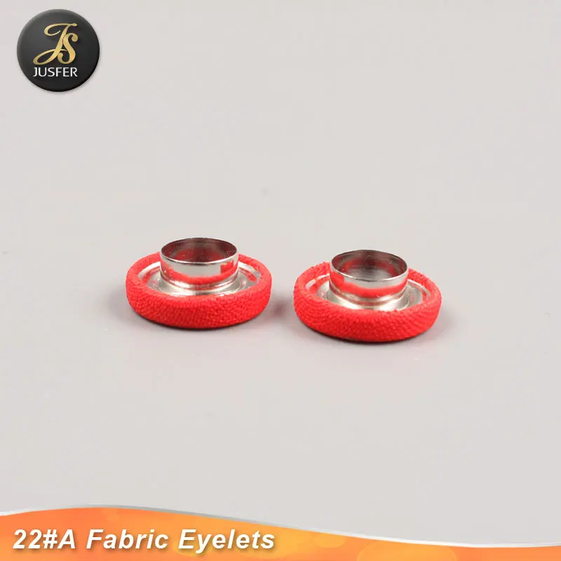Jusfer new style 3 parts metal brass eyelets and grommets covered fabric for clothing