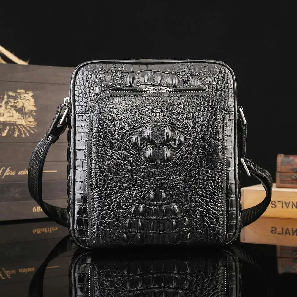 New Design Imported Bangkok Crocodile Skin Luxury Leather Bag Crocodile Men Cross Body leather chain phone bag