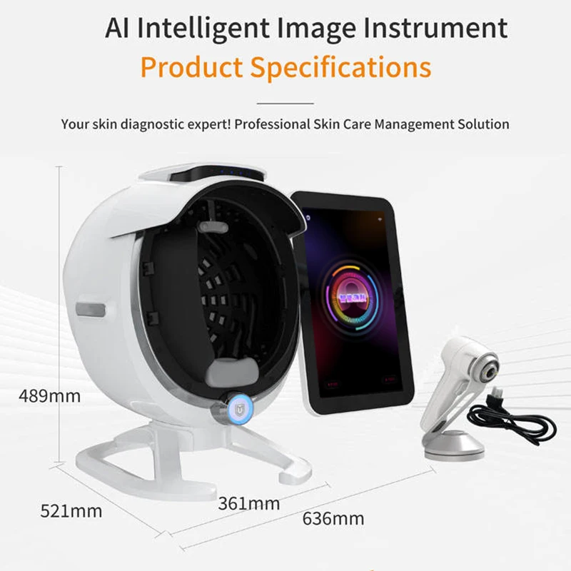 AI Intelligent 3d Skin Scanner Skin Analyzer Machine Facial Woods Lamp Skin Analysis with Moisture