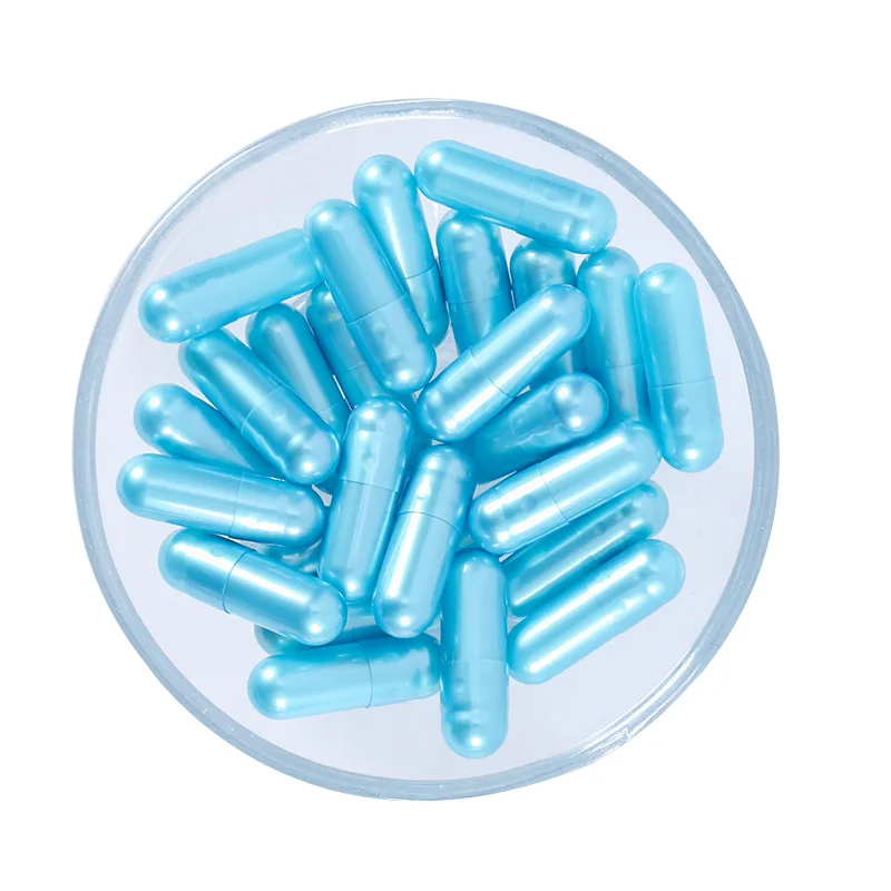 KXT Factory Metallic Pill Capsule Pearl Blue Empty Gelatin Capsules Size 00 0 OEM/ODM LOGO Printing