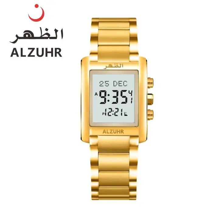 Factory direct sales al fajr watch rose gold stainless steel customized clock Islamic azan prayer watch ALZUHR507