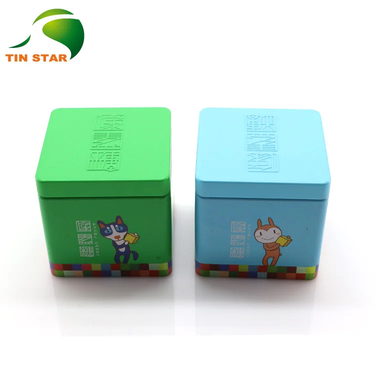 Portable Food Grade Square Empty Metal Tea Can Tin Box With Lid