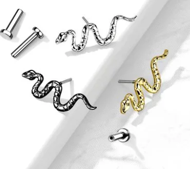 Factory Handmade F136 Titanium Earrings Snake Shape Women Men Body Lips Studs Wholesale Jewelry