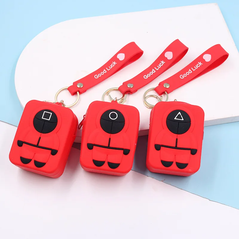 wholesale cheap new design wallet waterproof portable silicone kids children mini cute small fancy bag Squid Game purse
