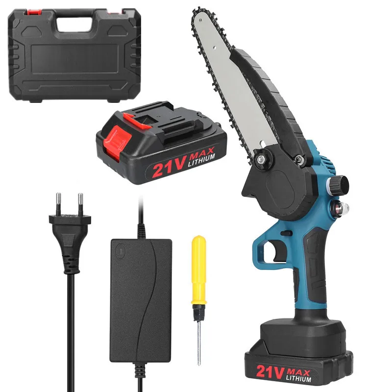LARIX 8 Inches Mini Portable Electric Chainsaw Outdoor Cordless Single Hand Saw Tree Pruning Saws