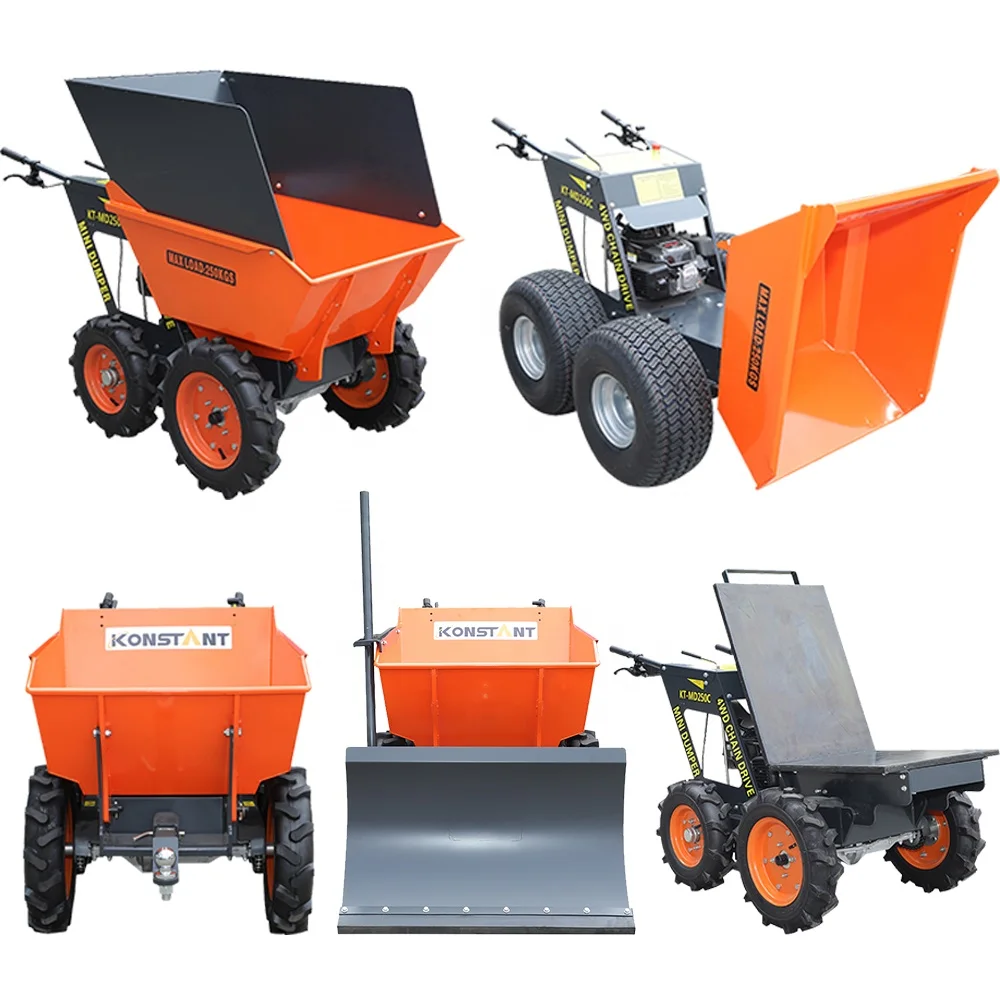 Low price load 250kg gasoline engine 4x4 self-loading fullway garden dump mini track dumper for transport work