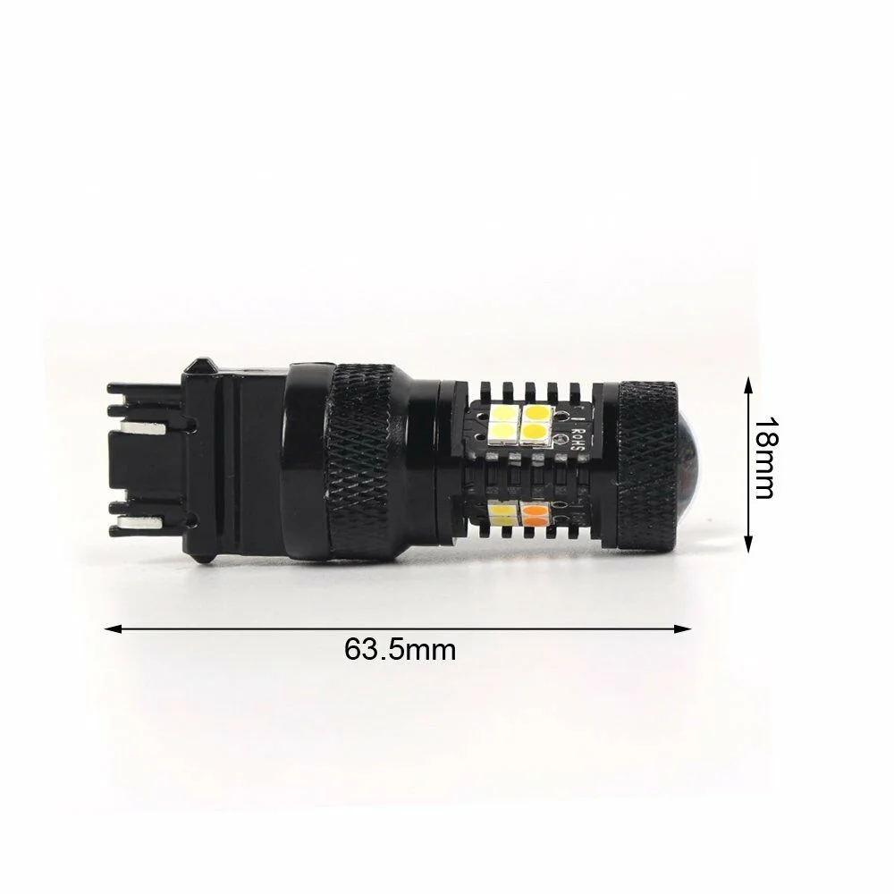 16Smd Canbus Car Led Switch Back Dual Color White Yellow Led T20 T25 7443 W21W 3030 Brake Fog Light Turn Signal Light Bulbs