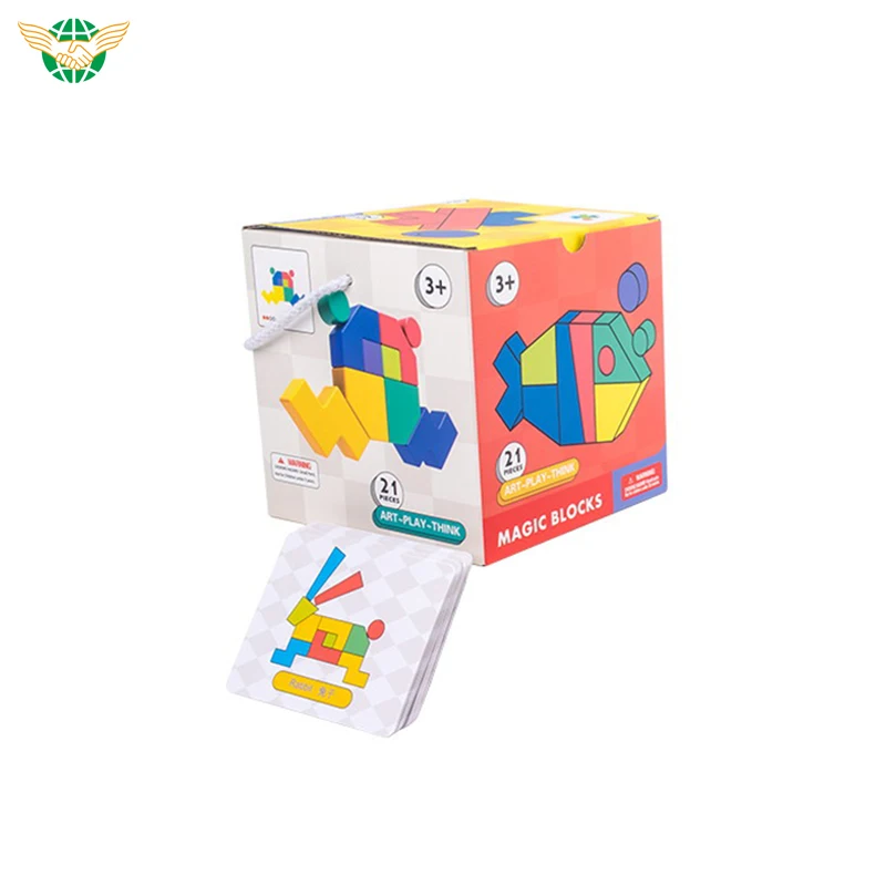 Educational 21pcs magic blocks mini bricks building blocks wooden building blocks for kids