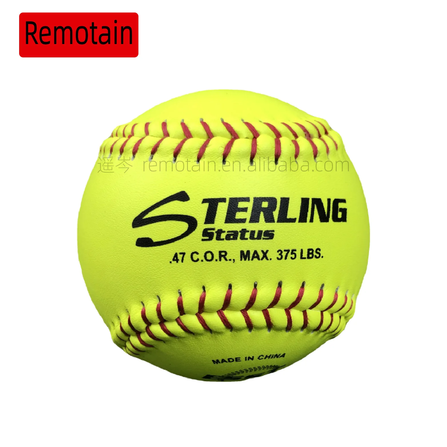 Custom Logo Professional Softball 12 inch PU&Cork core yellow split leather sports game training softball balls Standard Size