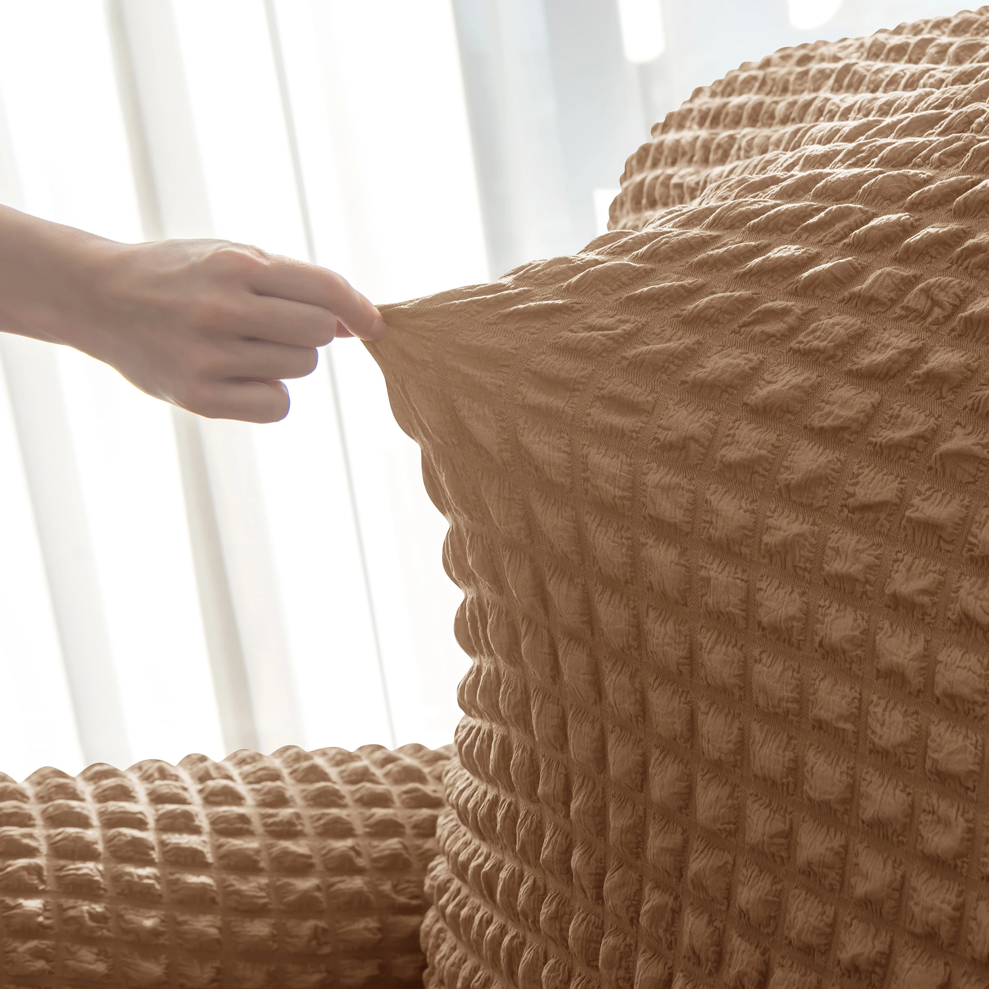 High Quality Sweat-proof Dust-proof All Surrounded Bubble Elastic 1 Seat Solid Color Chivas Cushion Sofa Cover For Living Room