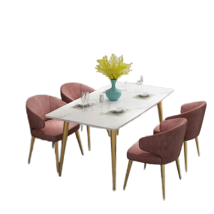 UK Hotsale Modern Luxury Dining Table Set Factory Direct Marble Top and Metal Base for Home Furniture