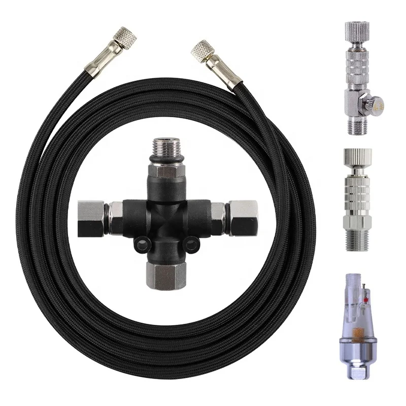Essential Airbrush Accessories Kit Set with Braided Air Hose Filter and Quick Disconnect