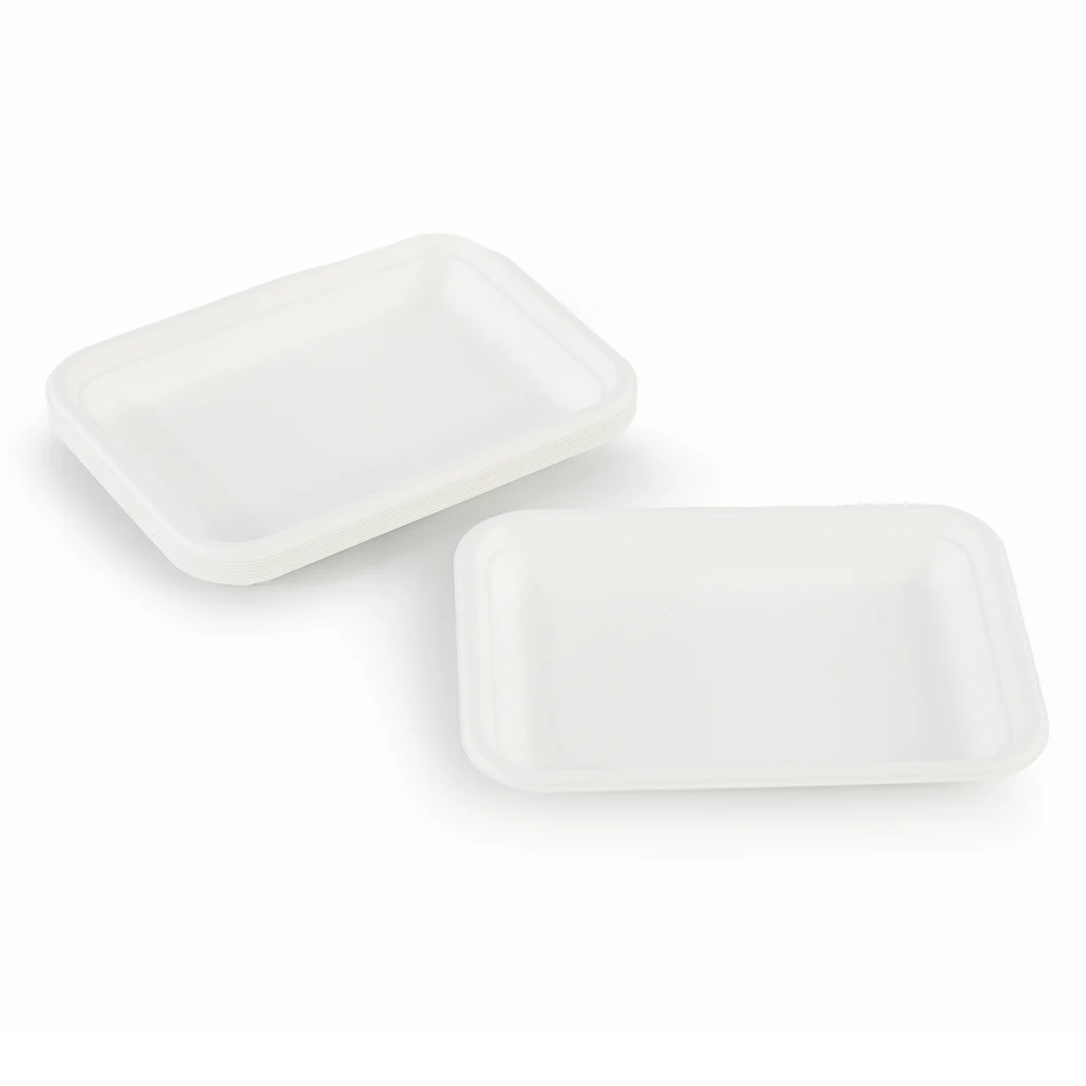 Biodegradable Rectangle Compostable Disposable Bagasse Pulp Sugarcane Plate Food Tray
