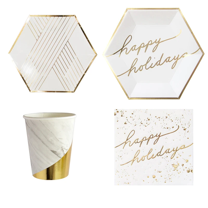 Eco-friendly Party Plates Cups Napkins High Quality Dinnerware Biodegradable Nordic Style Disposable Tableware Table Decoration