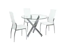 Luxury Italian popular furniture clear tempered glass top and metal chromed legs dining table living room furniture Hot selling