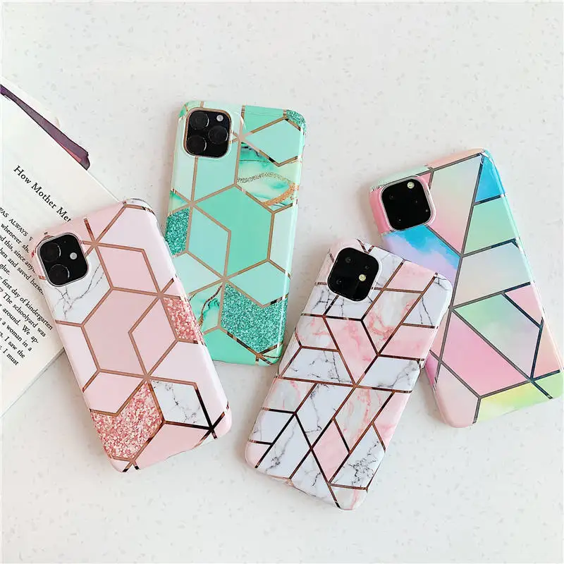 Best Selling Luxury Women Marble Electroplated Phone Accessories Mobile Back Cover Phone Case For Iphone 11 12 13 14 Pro Max