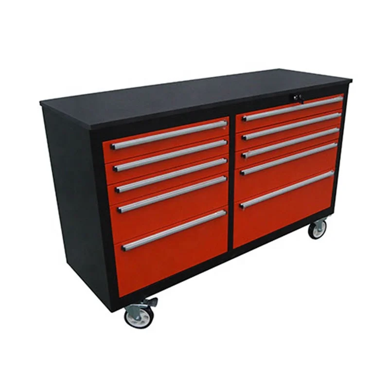 Workshop garage 10 divided drawers metal rolling tool box cabinet with wheel and handle