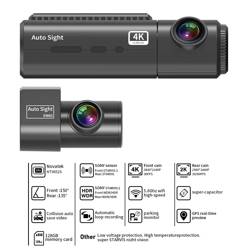 Auto Sight Standard 128G Industrial-Grade Memory Card Ultra Hd Night Vision Dashcam Car Android Player Rc Car Camera