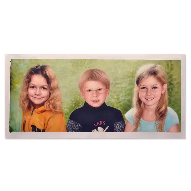 High Quality Hand Painted Realistic Photograph Kids Figure Custom Portrait Painting From Photo
