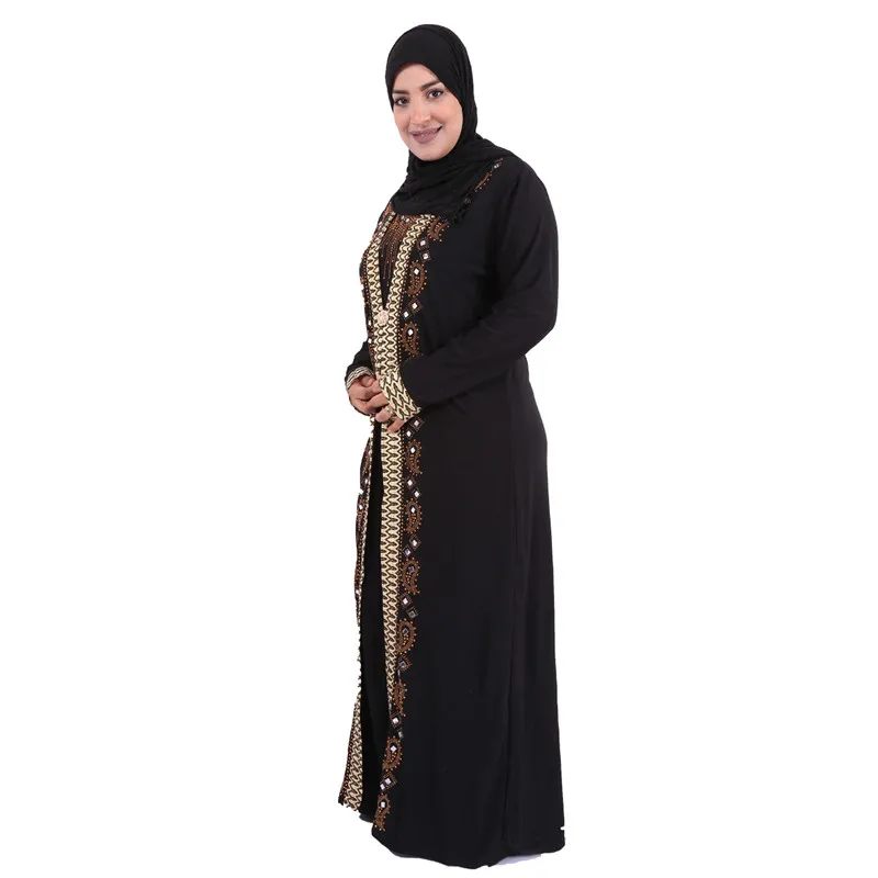 wholesale Crystal Beaded muslim long dress women Kaftan Dress dubai long sleeves abaya islamic Prayer Clothing YM001
