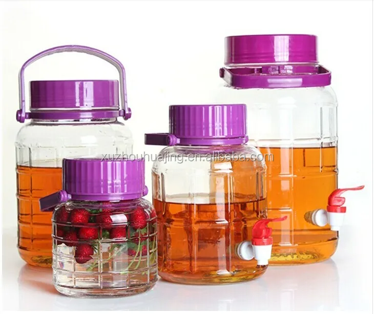 High quality 2 liter 10L 20L bulk glass jar with plastic screw lid wholesale Big 2 liter glass storage jar with plastic lid