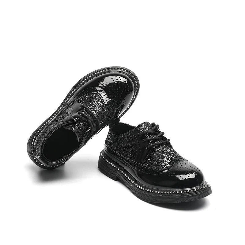 Детская кожаная обувь, кожаная мягкая подошва для детей, новинка, весна-осень, для выступлений, чёрная, для маленьких мальчиков, для студентов на английском, лето